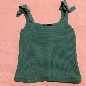 Ann Taylor Teal Knit Tank Top with Bow Straps